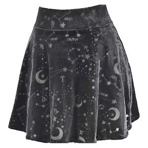 Killstar Celestial Black Velvet Skater Skirt